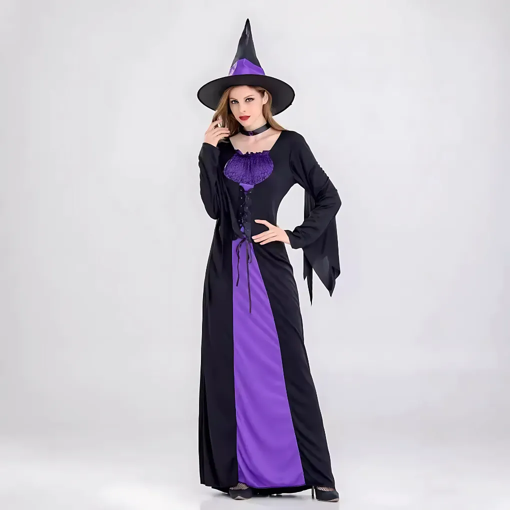 Halloween Witch Long Dress Cosplay Costume - Image 4
