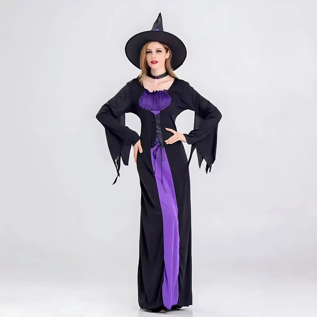 Halloween Witch Long Dress Cosplay Costume - Image 3