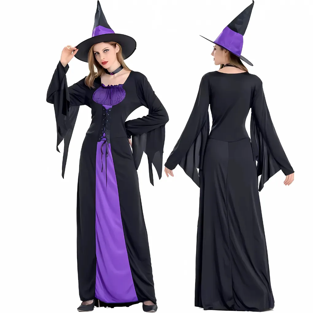 Halloween Witch Long Dress Cosplay Costume