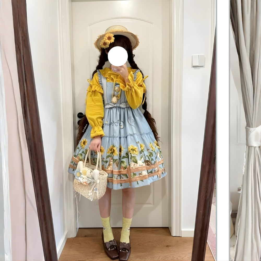 Polaris Lolita - Cat and Sunflower - Sweet Lolita JSK, Cat and Sunflower Print - Image 6