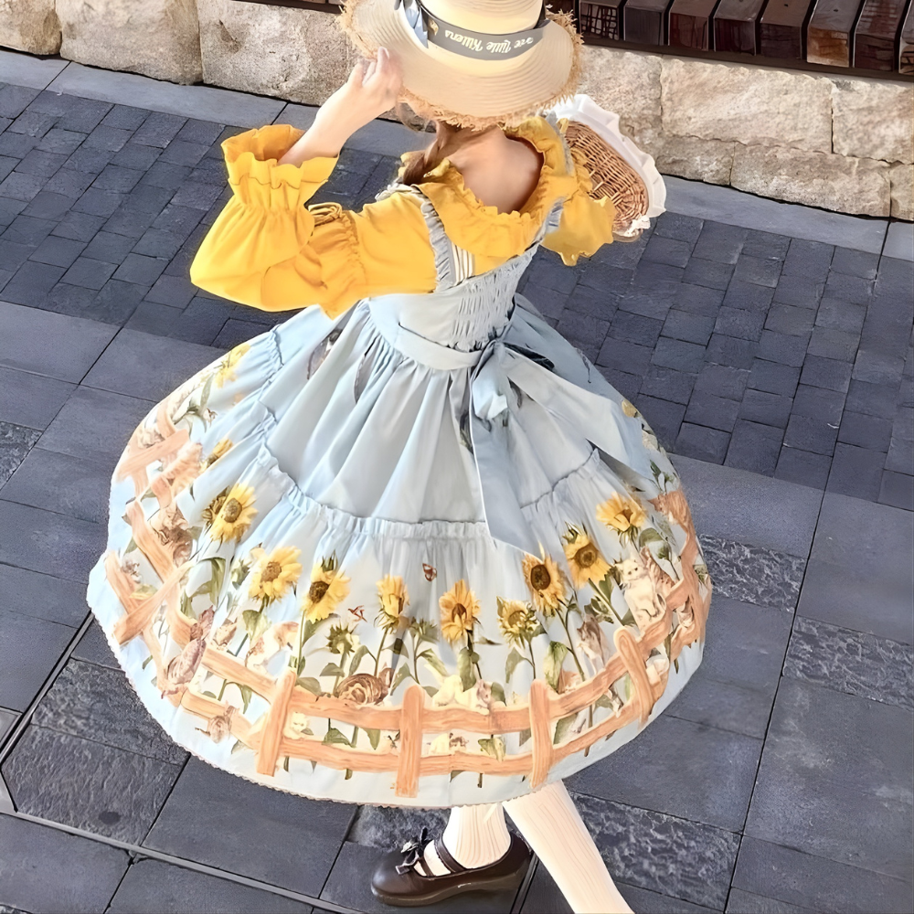 Polaris Lolita - Cat and Sunflower - Sweet Lolita JSK, Cat and Sunflower Print - Image 4